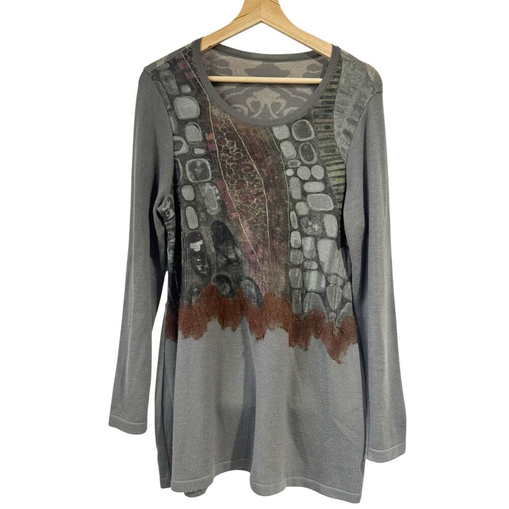YOSHI YOSHI BY PJ TOP Sweater Dress SIZE 4 US L JAPAN Wool Blend Gray Abstract